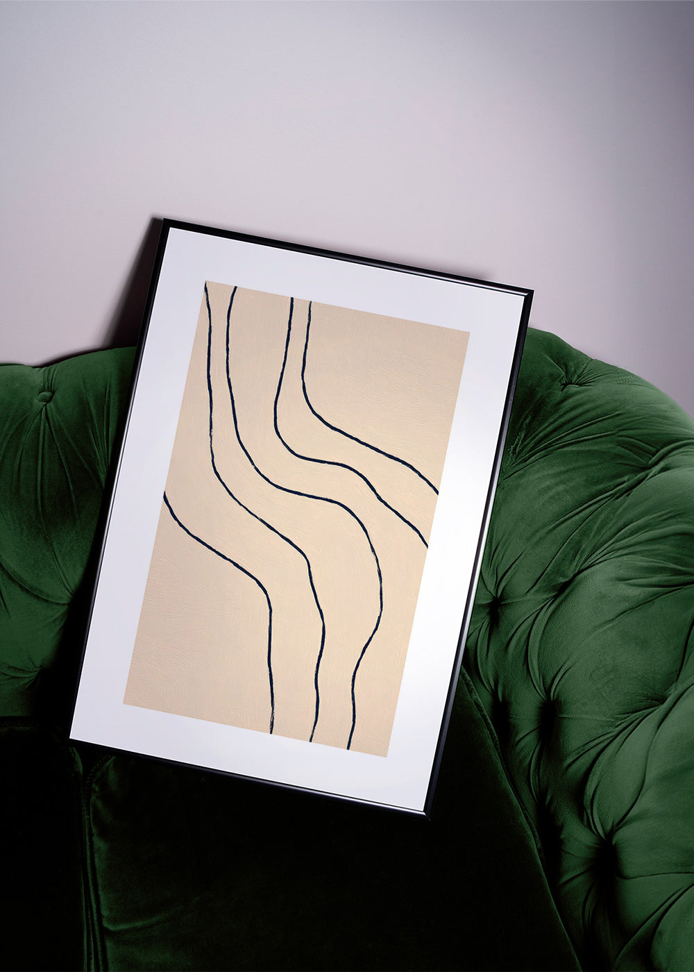 Minimalist art with organic lines in beige