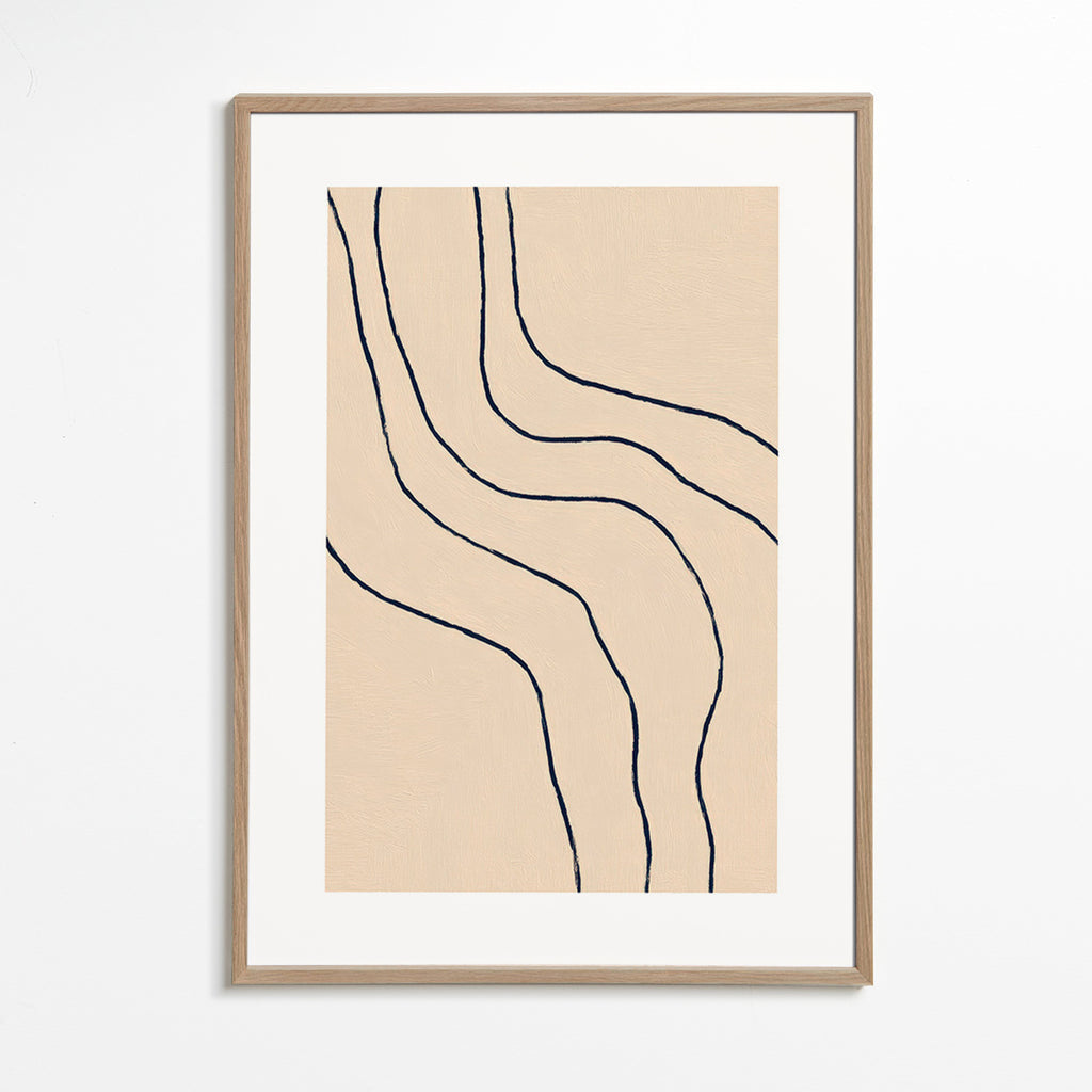Minimalist art with organic lines in beige