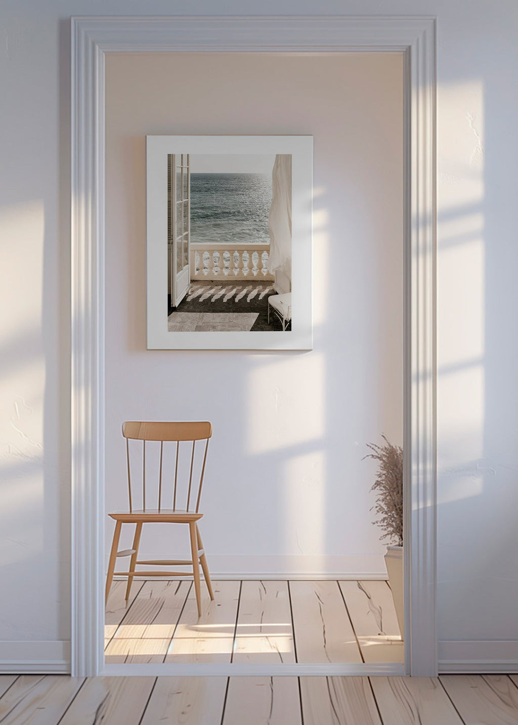 Cuadro de paisaje: balcón al mar con luz – Canvas