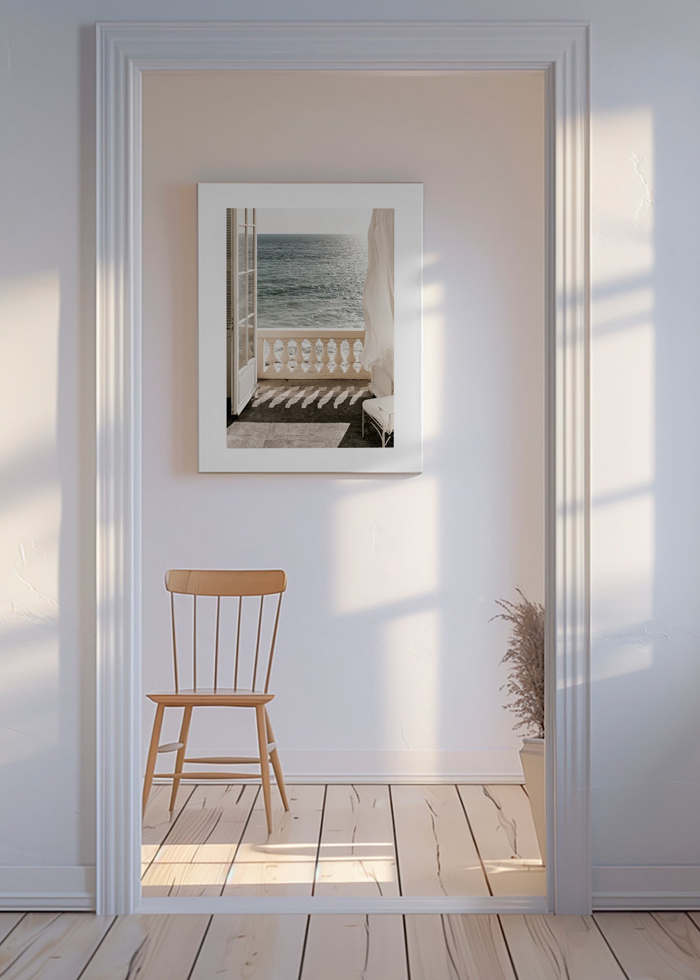 Cuadro de paisaje: balcón al mar con luz – Canvas