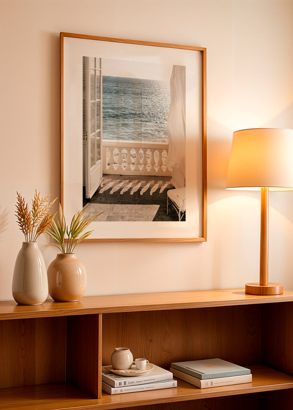 Cuadro de paisaje: balcón al mar con luz – Product2