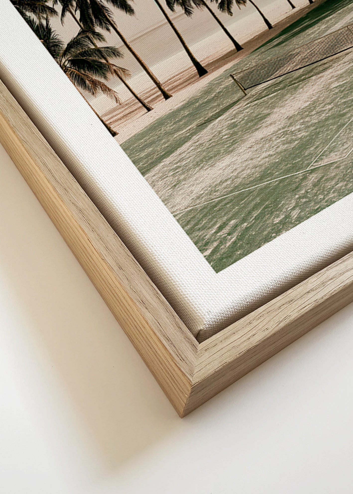 Landscape art with palms and a tennis court