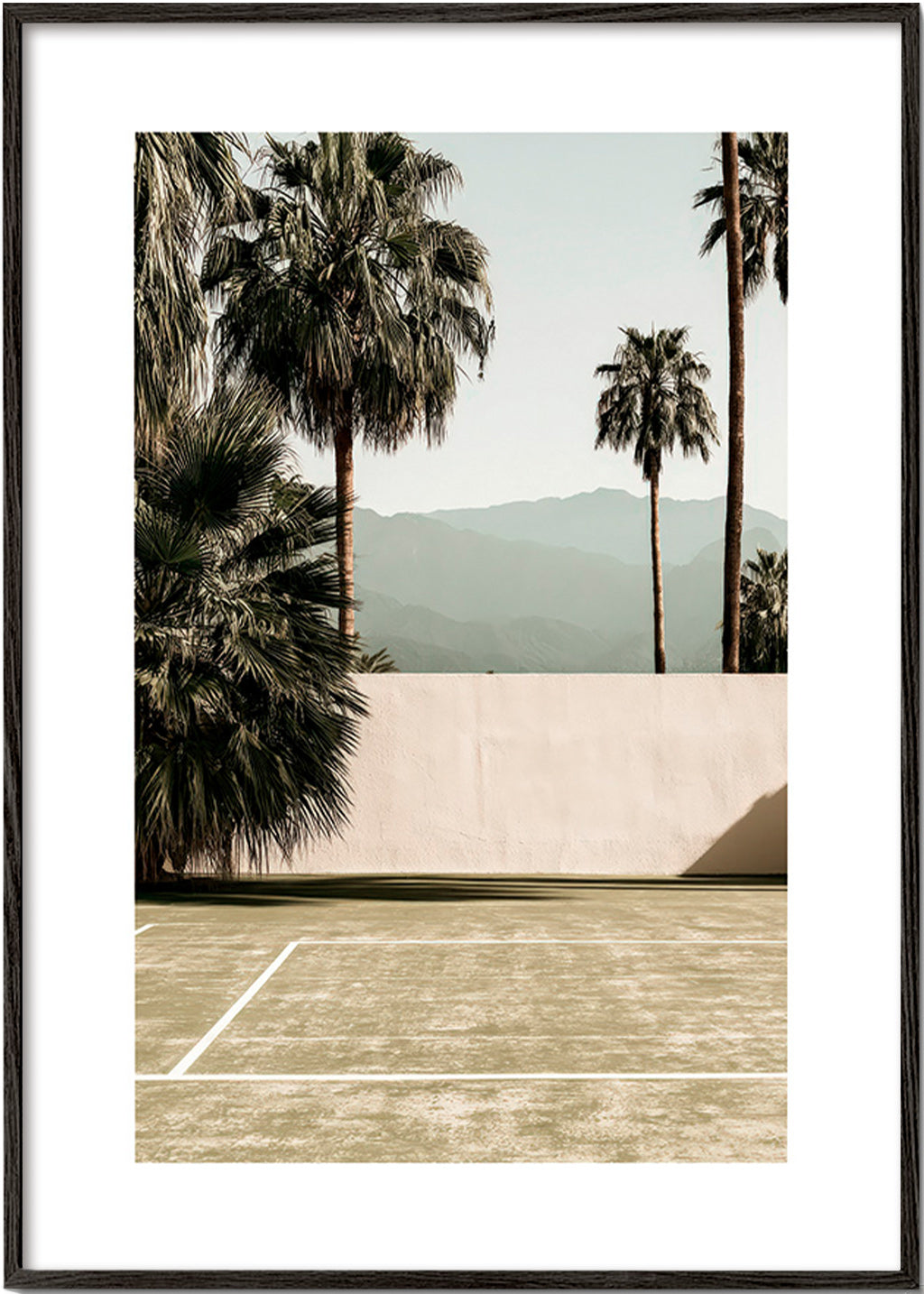 Landscape art with palms and minimal wall