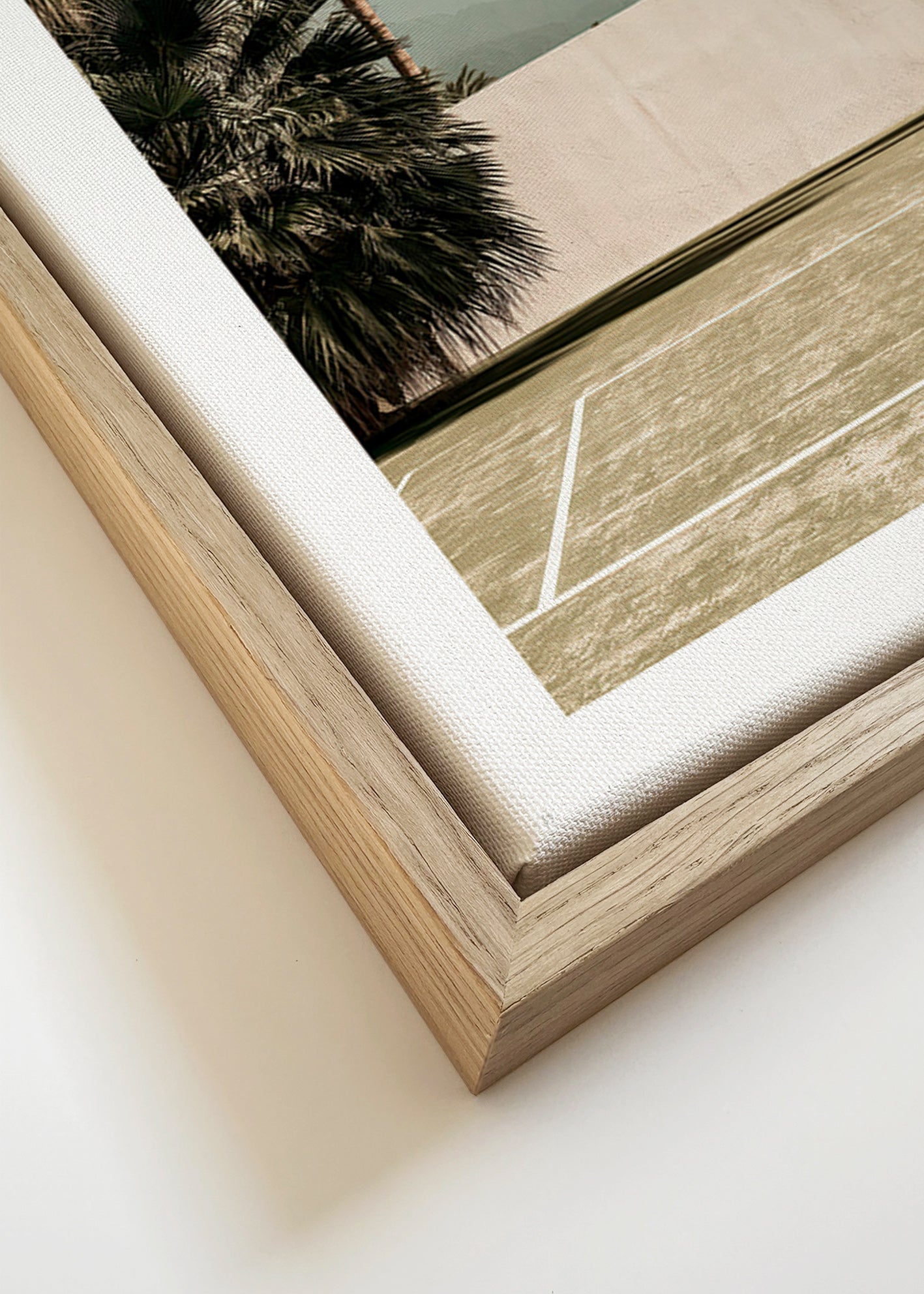 Landscape art with palms and minimal wall