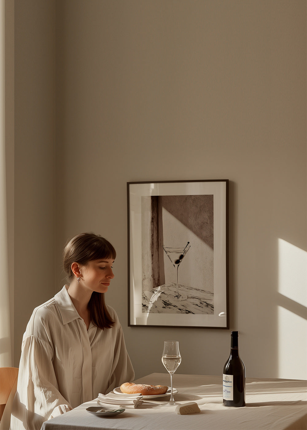 Kitchen art Martini in a glass on marble