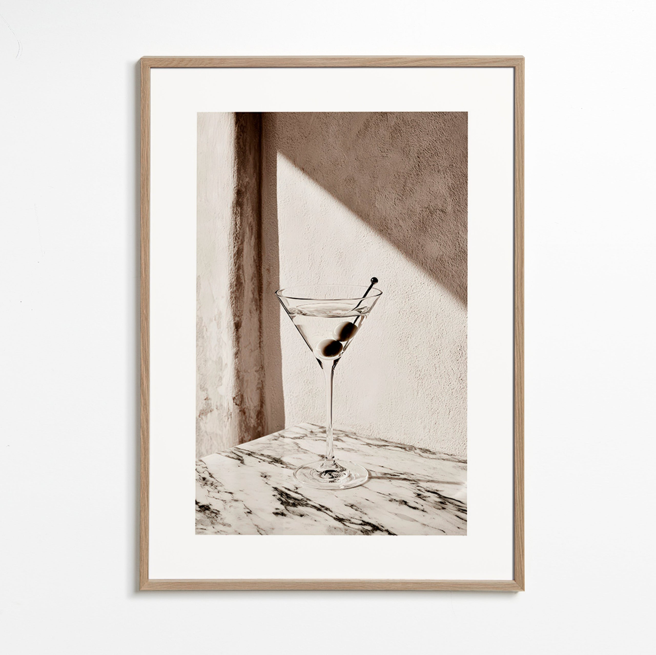 Kitchen art Martini in a glass on marble