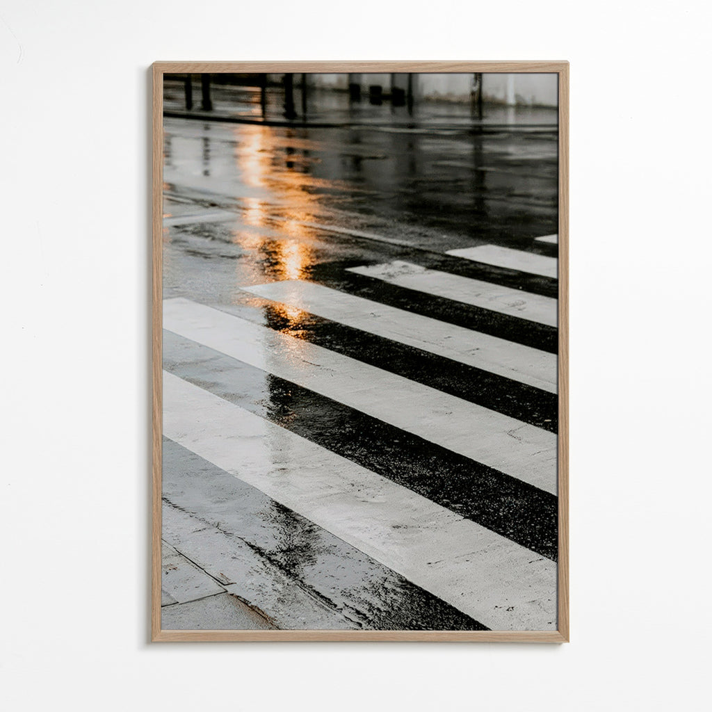 Fotografía urbano: paso de cebra mojado – Oak Frame