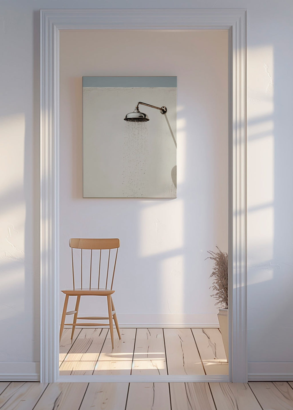 Fotografía de ducha exterior minimalista – Canvas