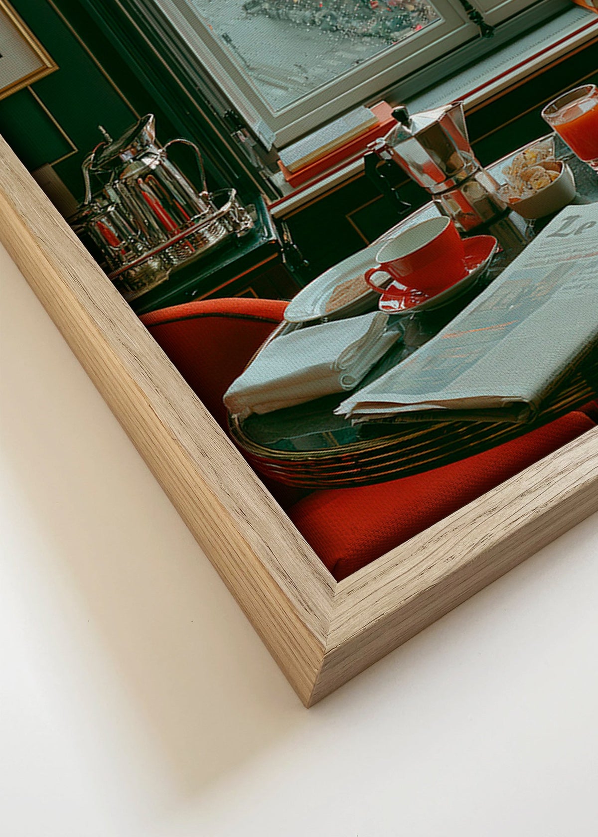 Cuadro de cocina con ventana parisina y café – Canvas detail