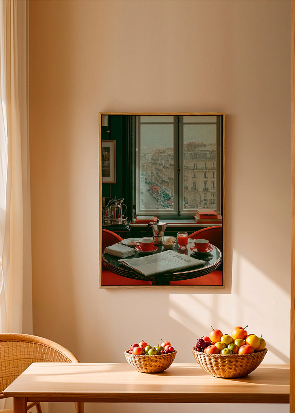 Cuadro de cocina con ventana parisina y café – Canvas1