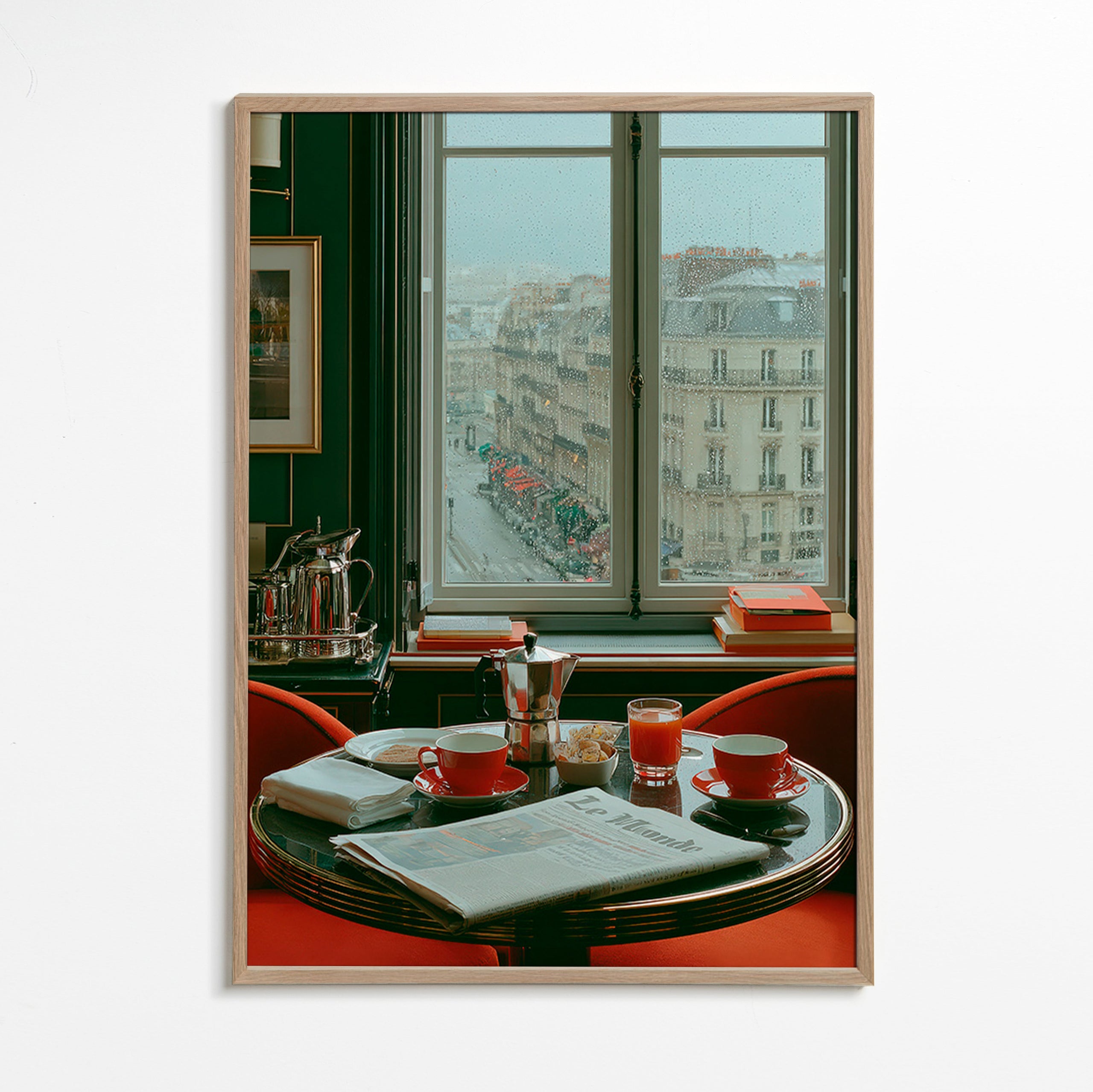 Cuadro de cocina con ventana parisina y café – Oak Frame