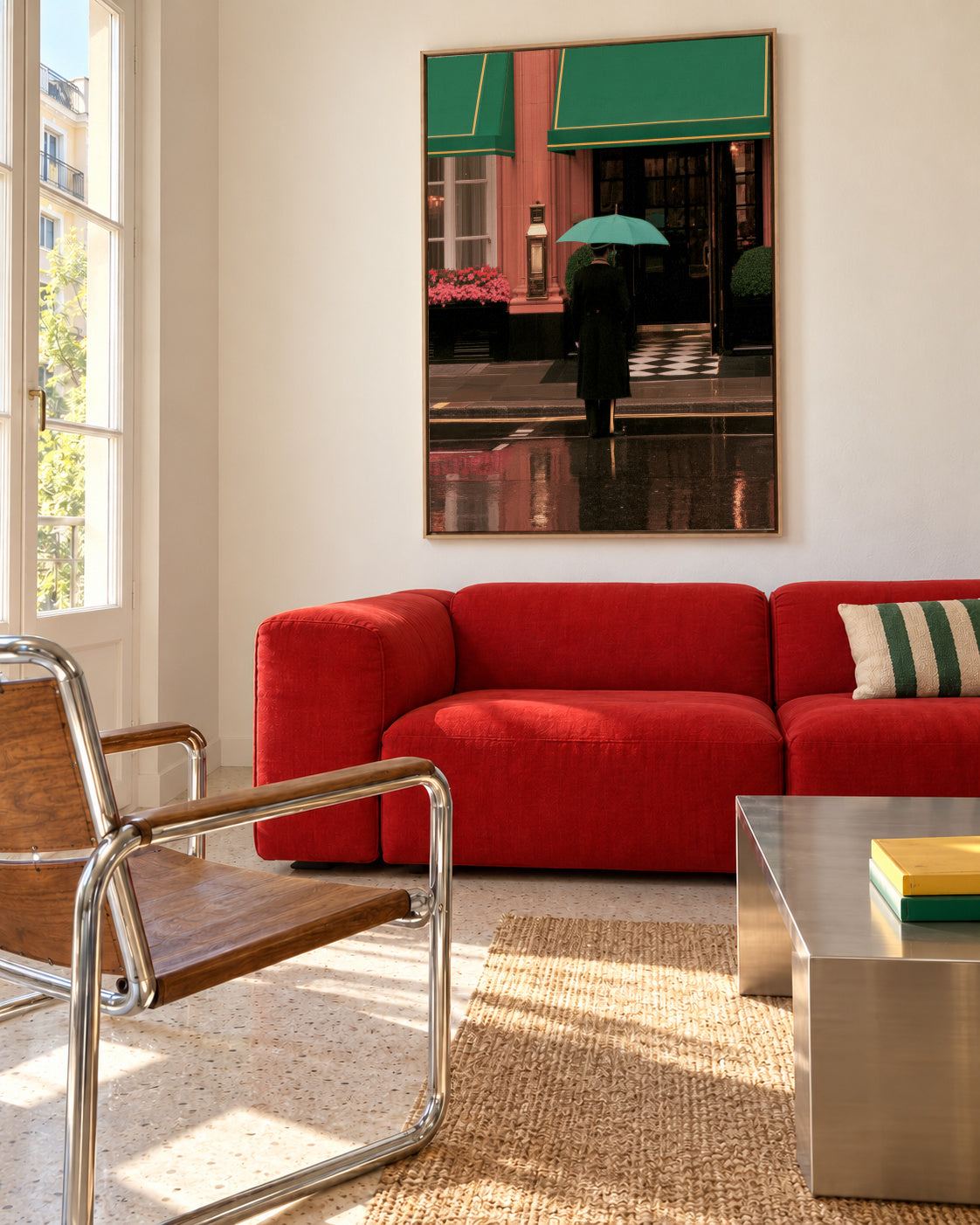 Rainy Evening - Framed canvas in an interior