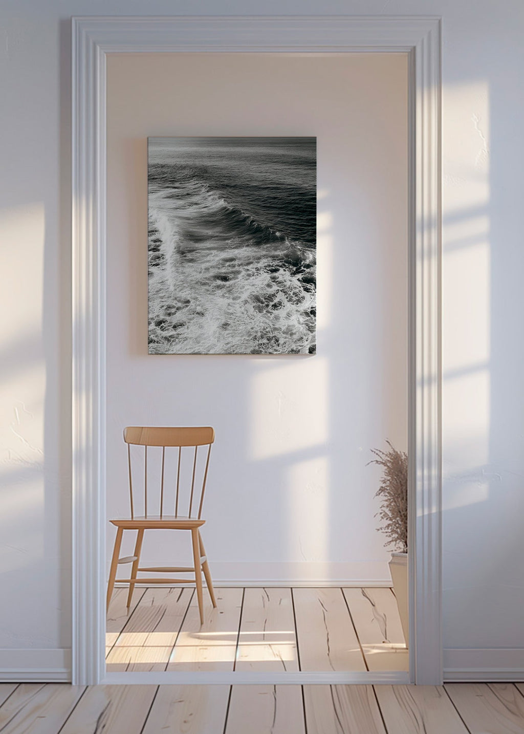 Fotografía de olas en blanco y negro – Canvas