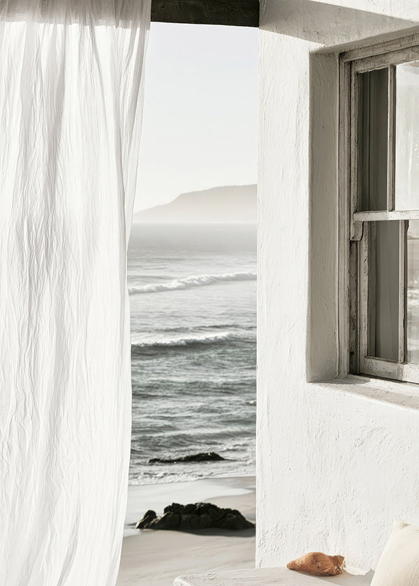 Cuadro de paisaje con ventana al mar