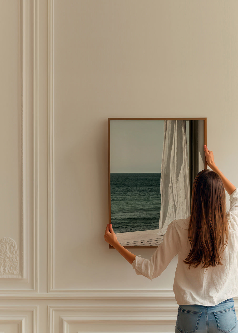Landscape art: curtain by the sea