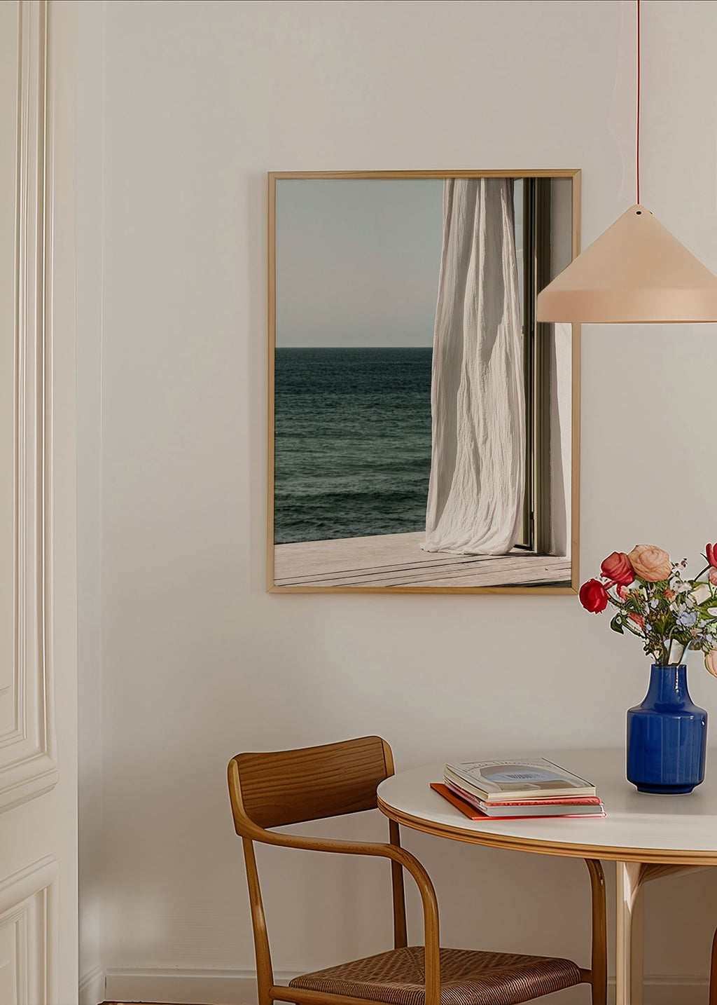 Landscape art: curtain by the sea