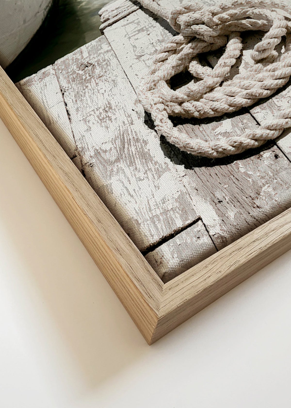 Fotografía de muelle con cabo en primer plano – Canvas detail