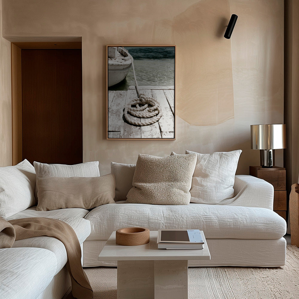 Fotografía de muelle con cabo en primer plano – Canvas1