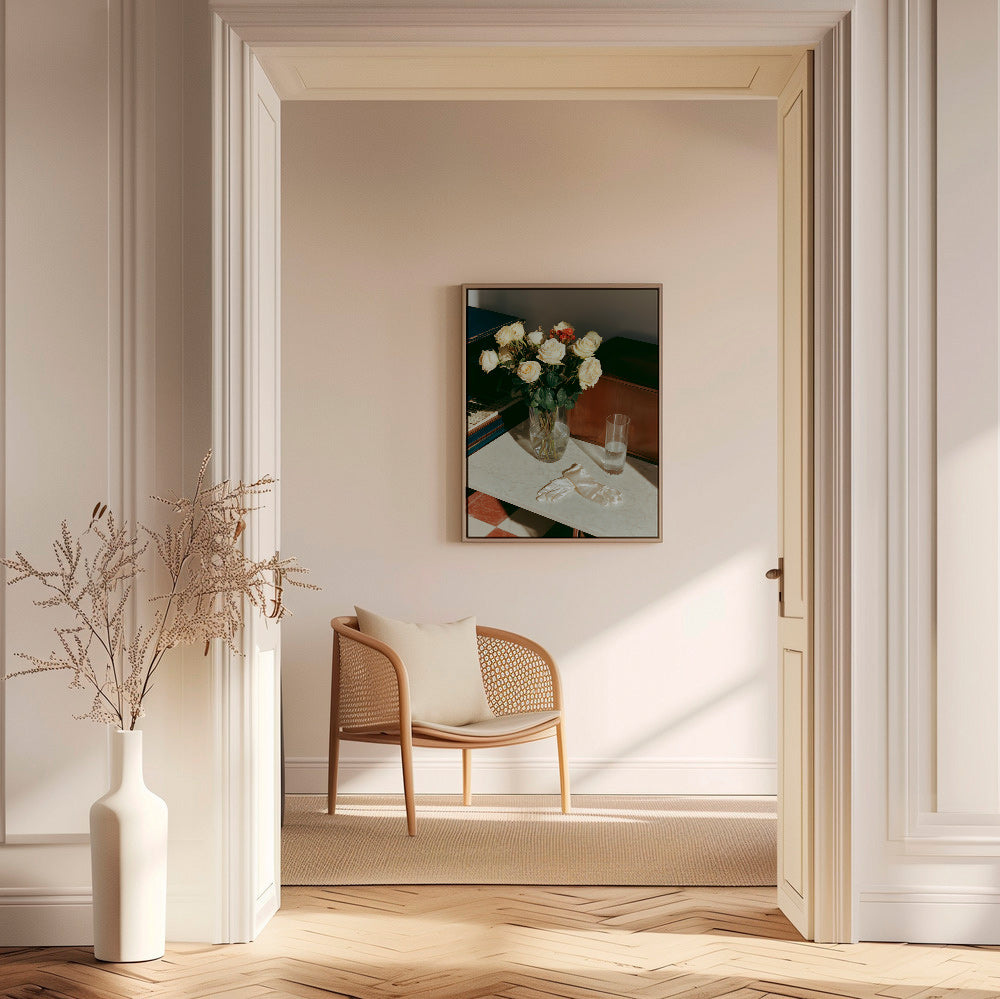 Lámina botánica de rosas blancas – Canvas1