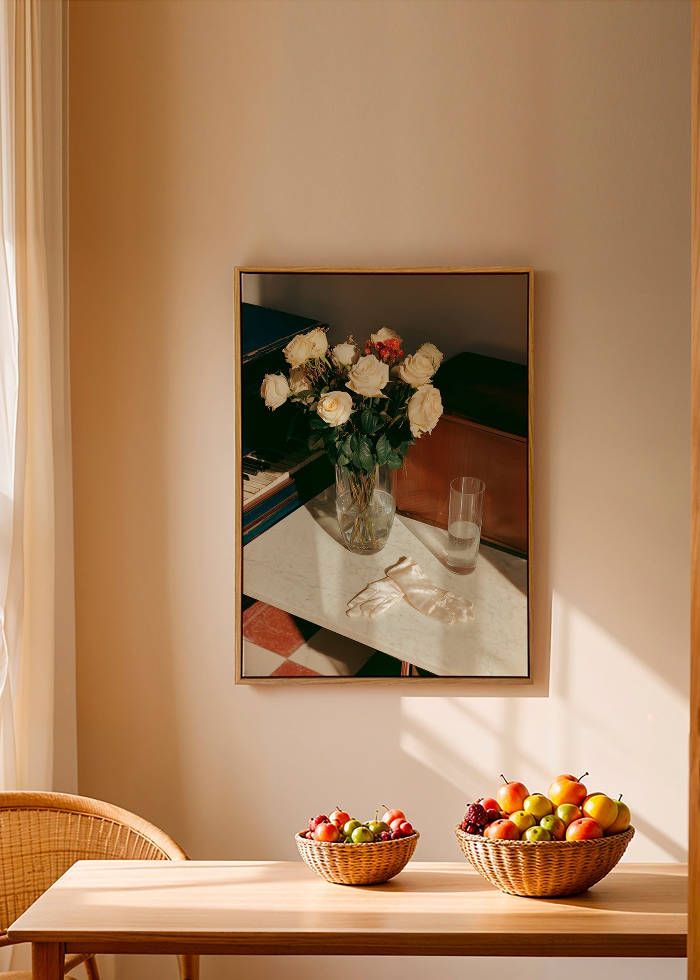 Lámina botánica de rosas blancas – Canvas2
