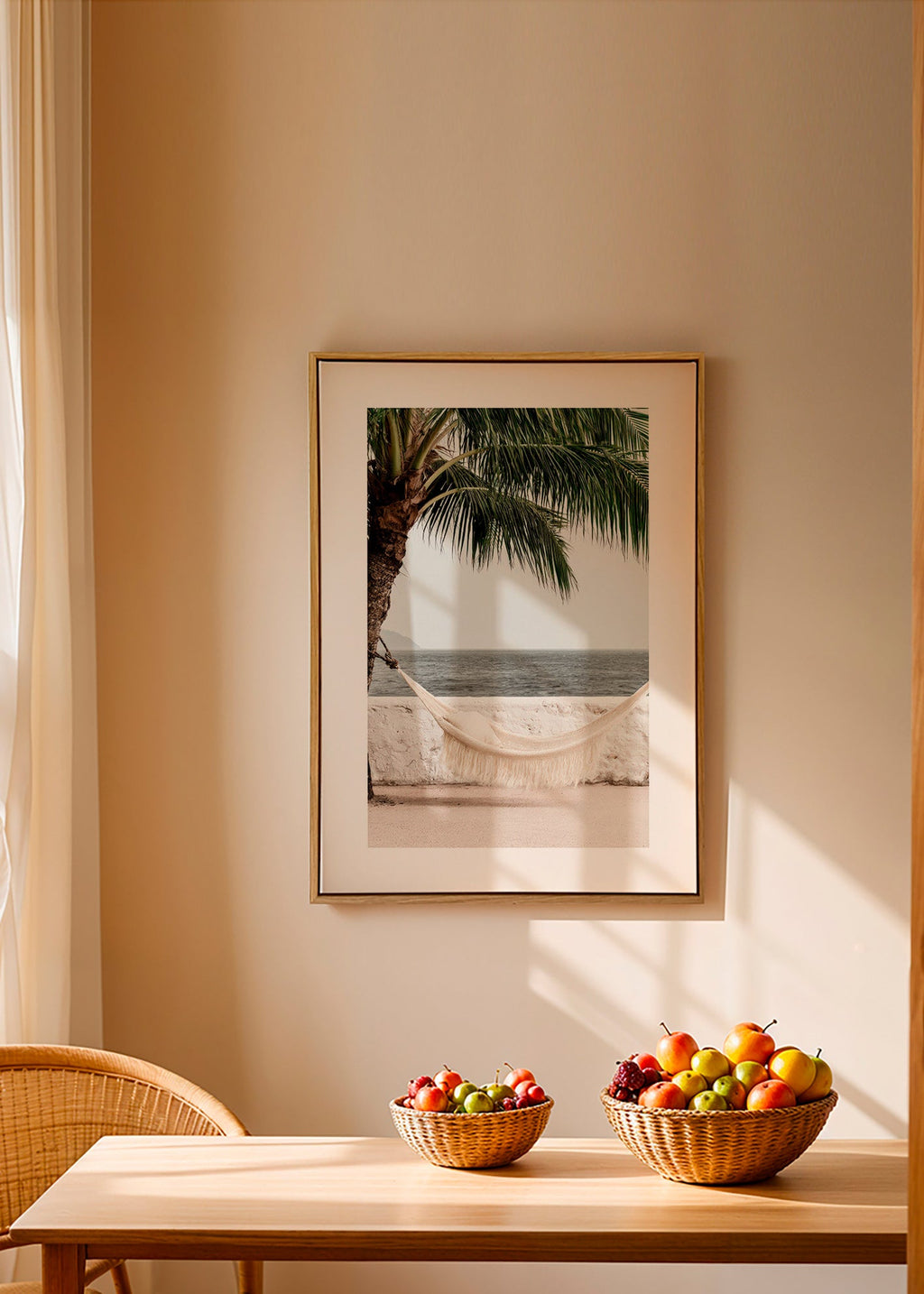 Landscape art with hammock and palm
