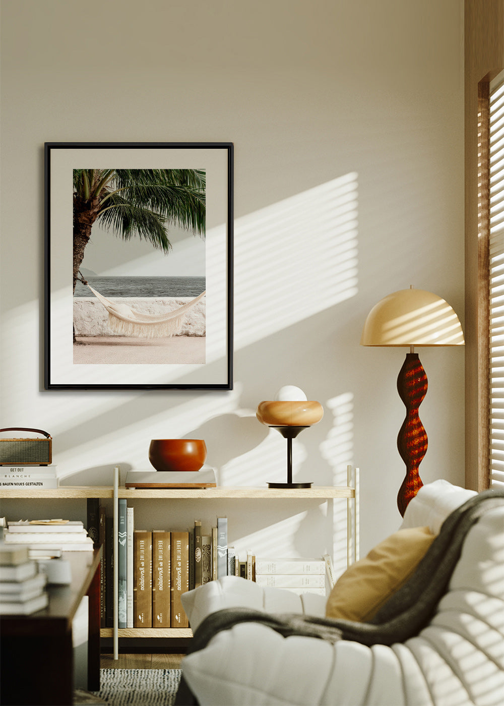 Landscape art with hammock and palm