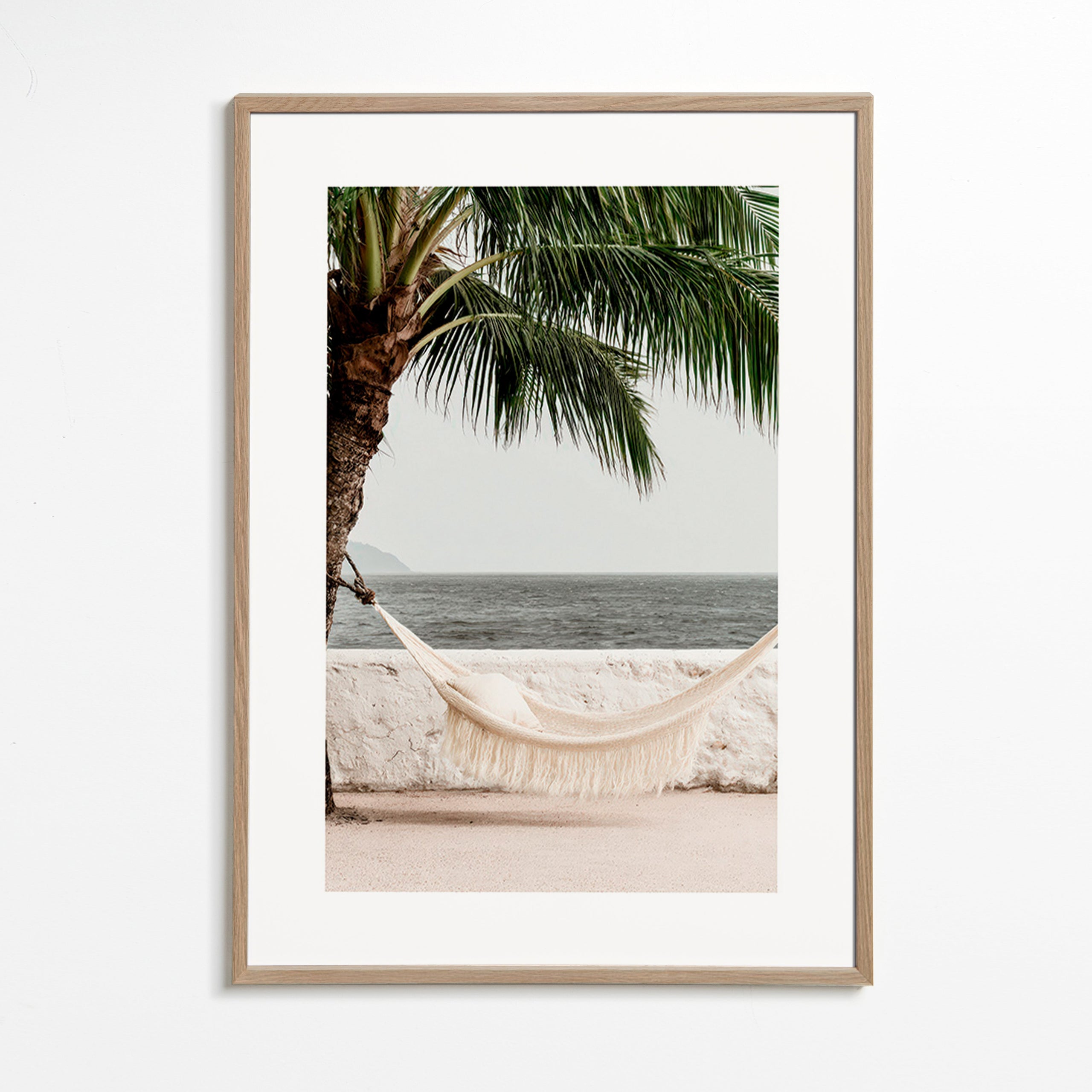 Landscape art with hammock and palm