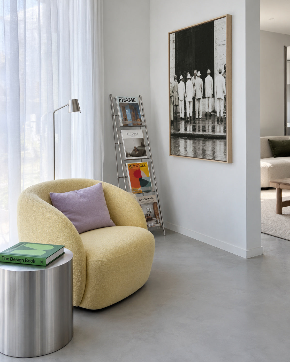 Men in White - Framed canvas in an interior