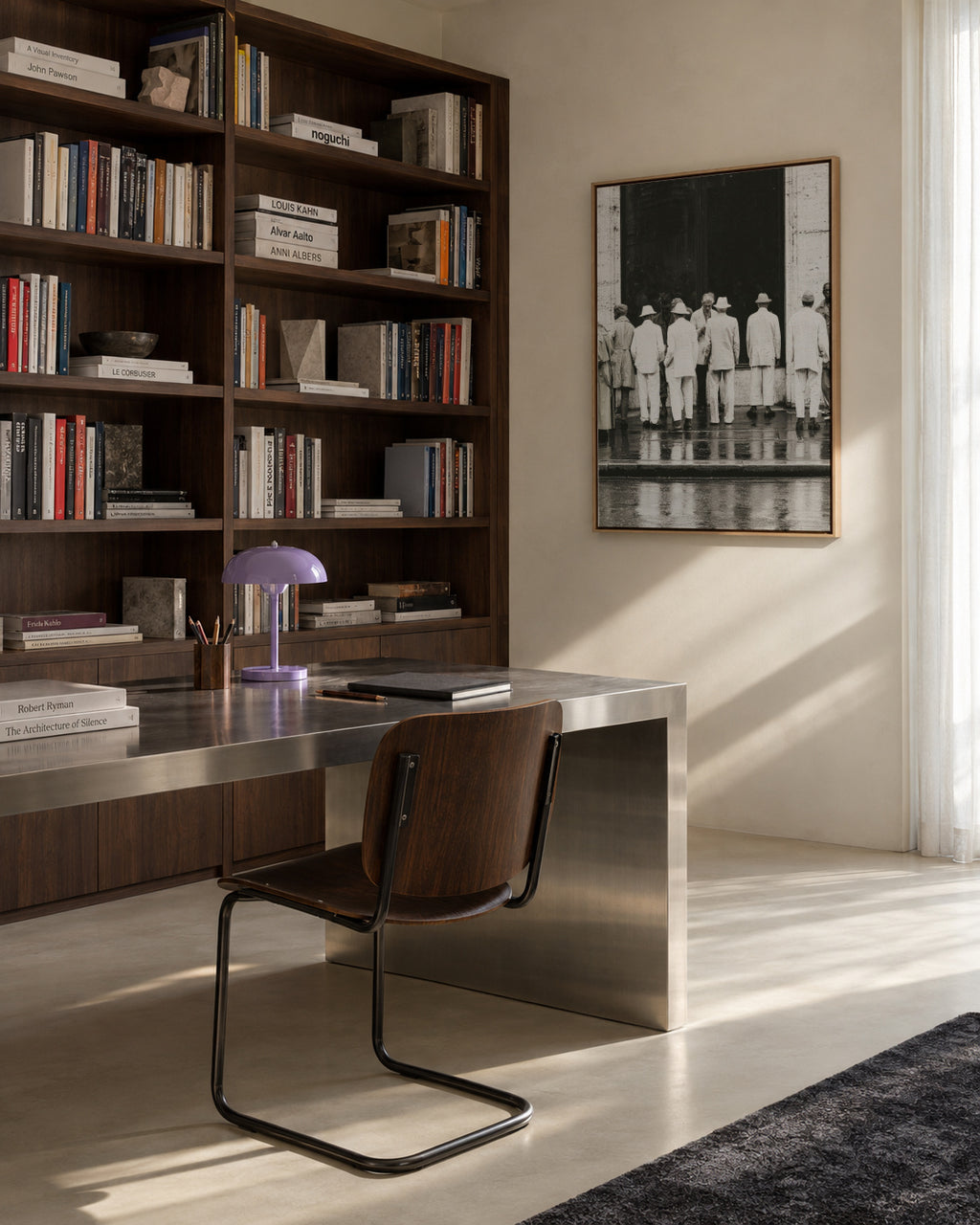 Men in White - Framed canvas in an interior