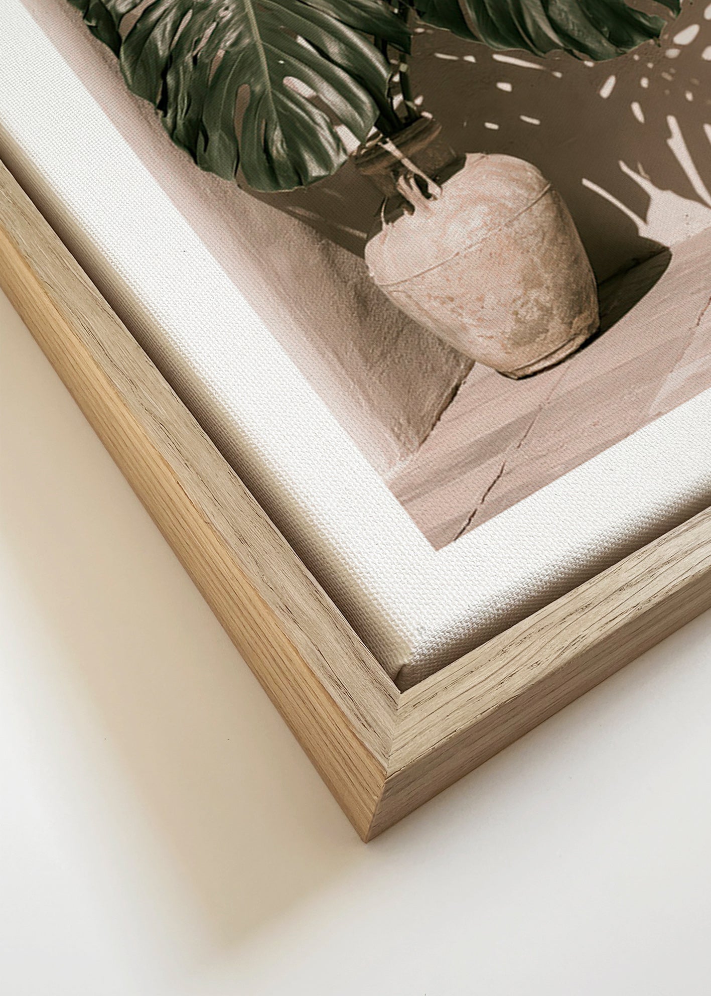 Lámina botánica Monstera en maceta – Canvas detail