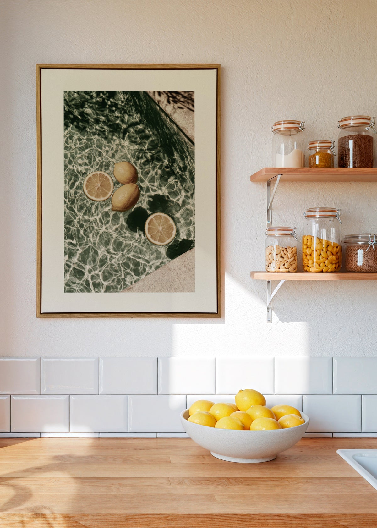 Poolside Citrus - Framed canvas in an interior