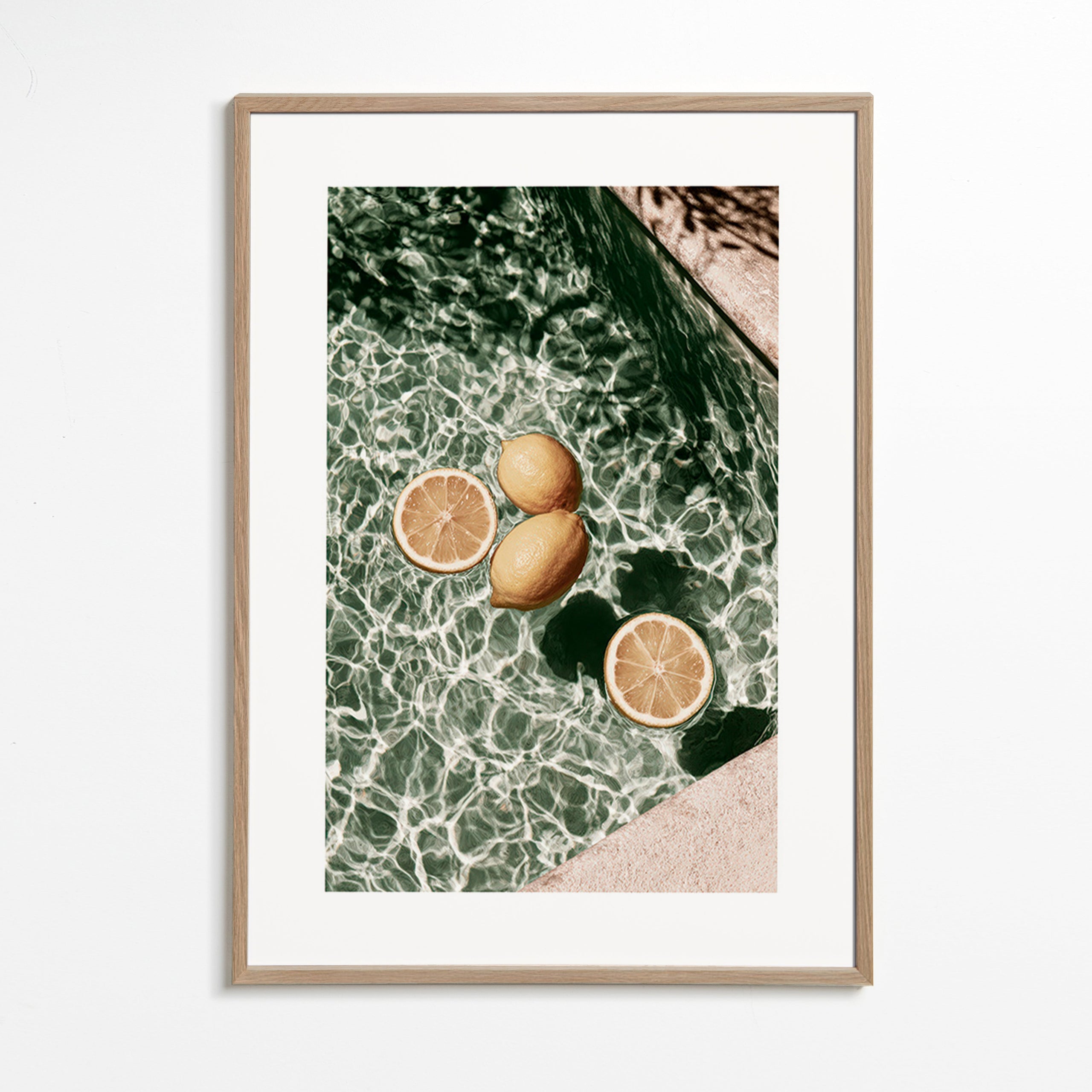 Kitchen art Lemons on pool water