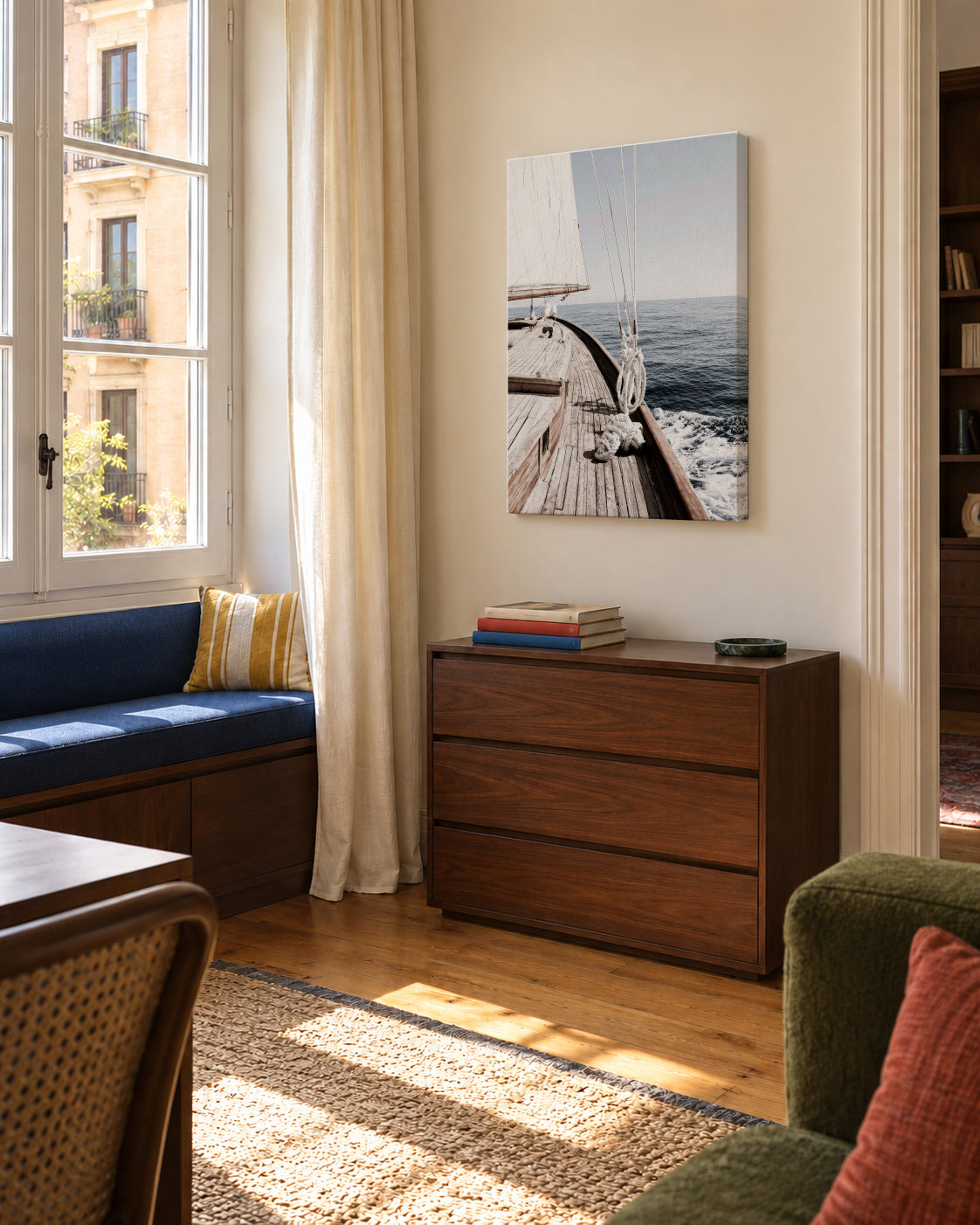 Sailing Morning - Unframed canvas in an interior