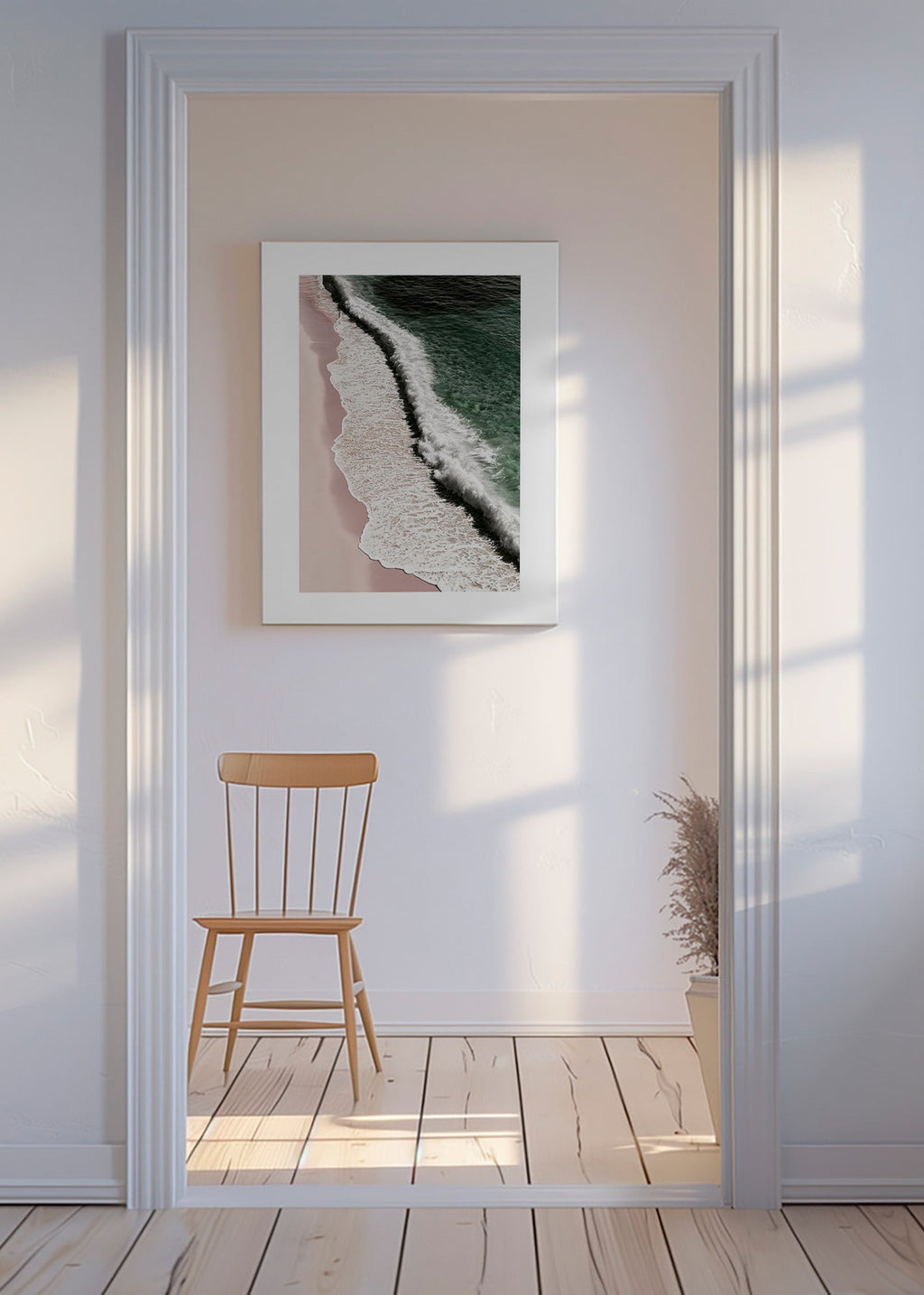 Cuadro de paisaje con costa rosada en vista aérea – Canvas