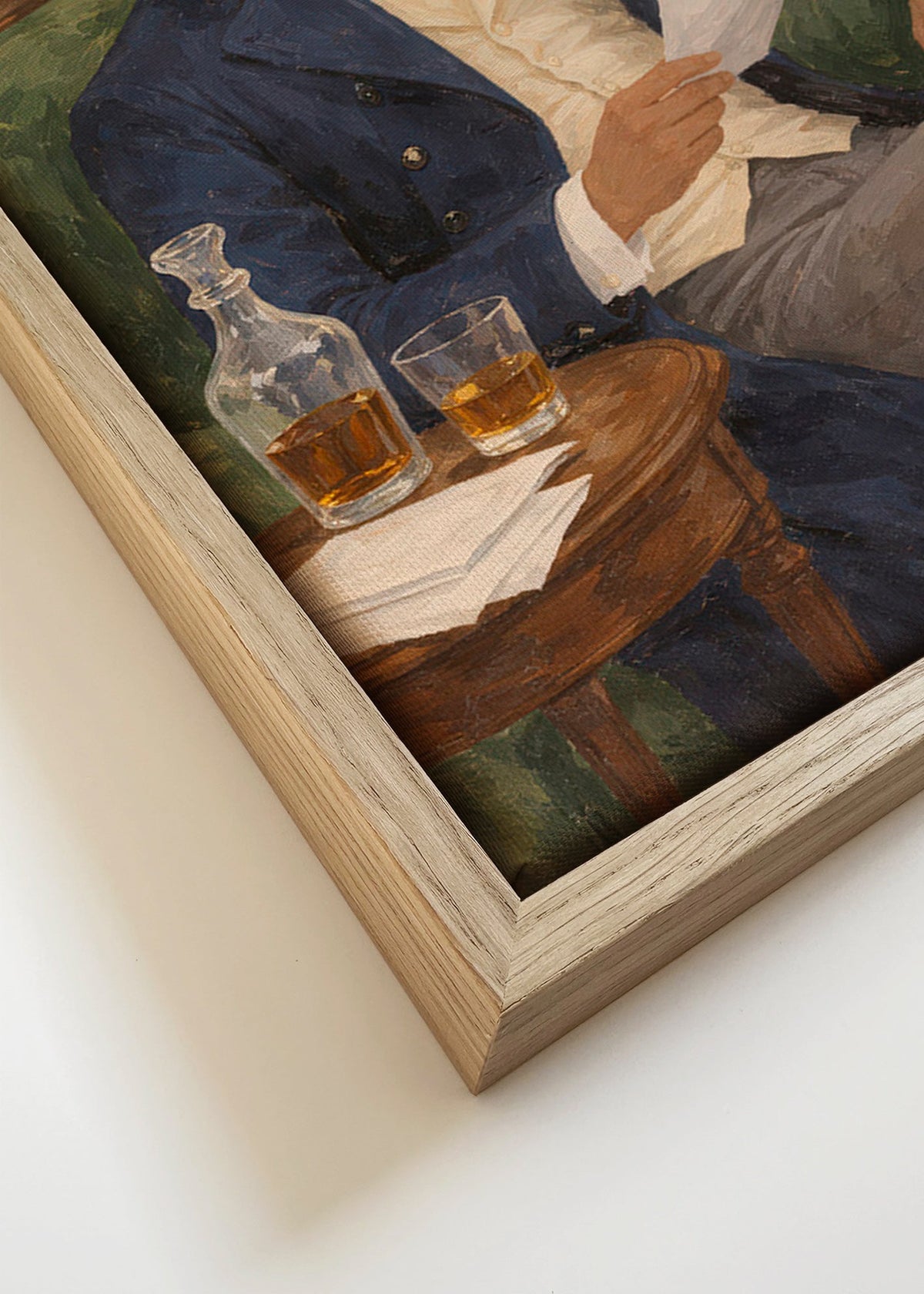 Cuadro vintage con caballero leyendo – Canvas detail