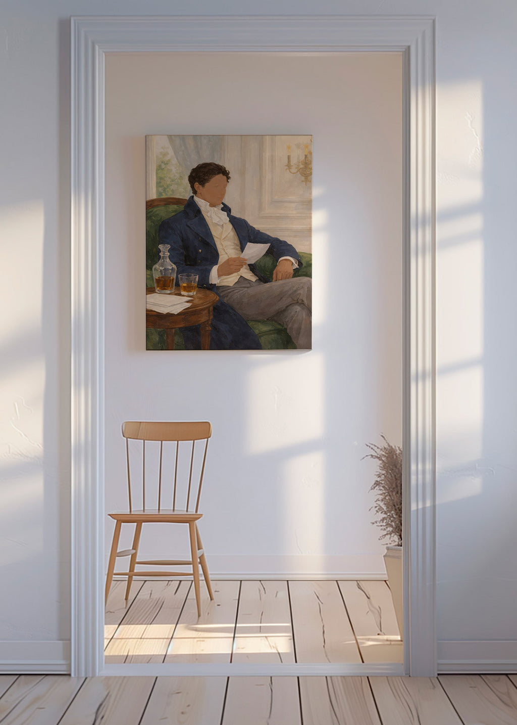 Vintage print of gentleman reading