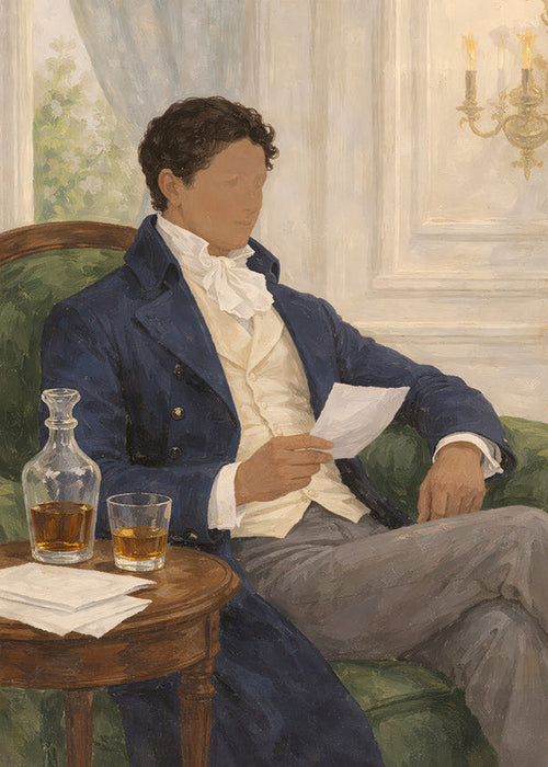 Vintage print of gentleman reading