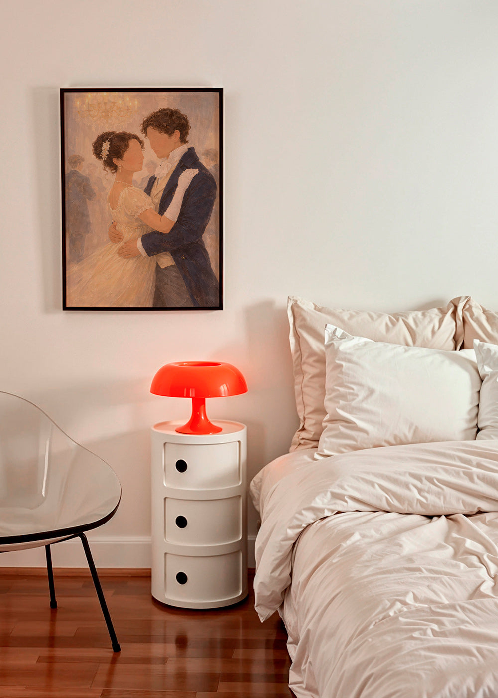 Ilustración de baile romántico en salón antiguo – Product1